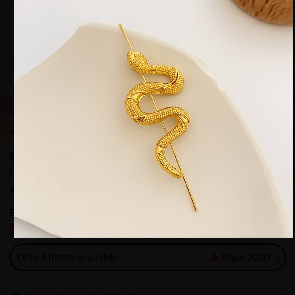 Gold Snake Earring - Picture 2 of 2